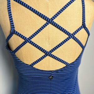 Prana women’s pullover striped dress with crisscross back small